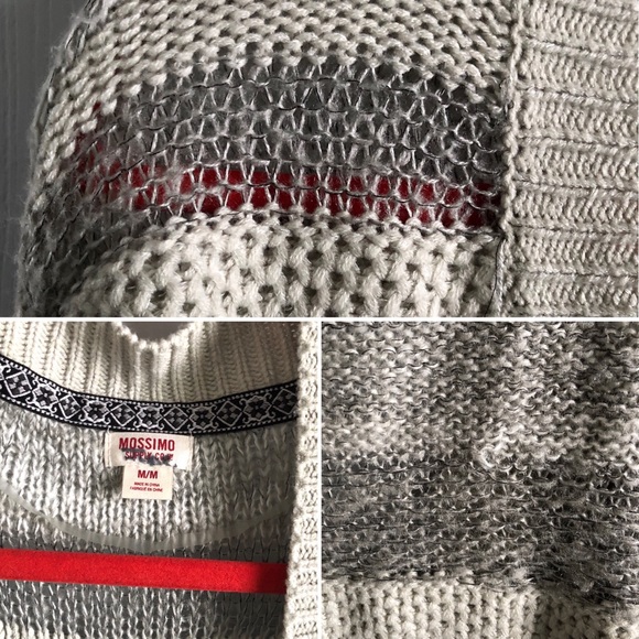Gray Striped Grunge Sweater Mossimo Look Sz M - Picture 8 of 8